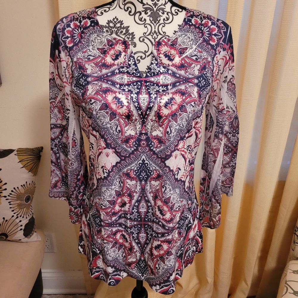 Blouse Top with Silver Rhinestone